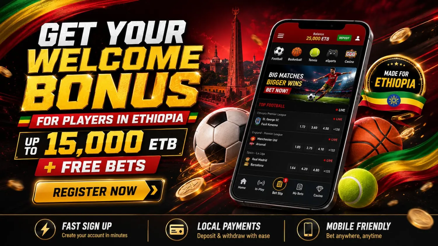 Harif Sport welcome bonus promotion for players in Ethiopia